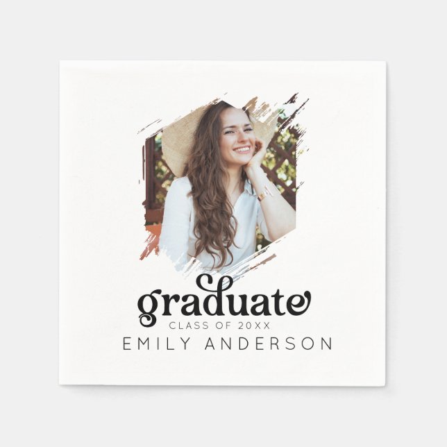Aesthetic Grad Party Custom Photo Graduation Napkins (Front)