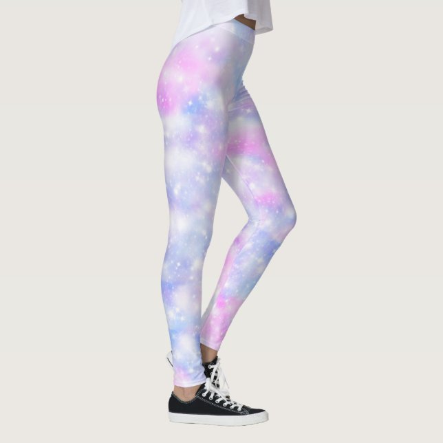 Aesthetic Gradient Pastel Clouds Sparkle Leggings (Right)
