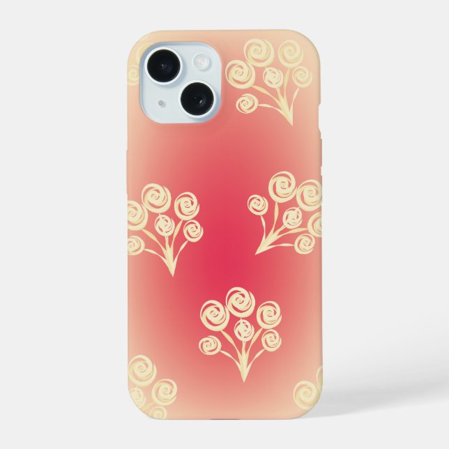 Aesthetic gradient with flowers iphone case (Back)