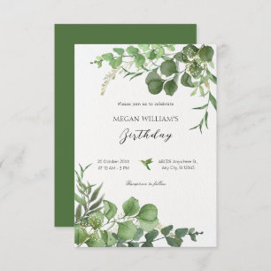 Aesthetic Green leaves plants elegant Invitation