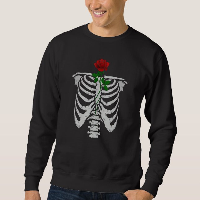Aesthetic Grunge Skeleton Rose Goth Sweatshirt (Front)