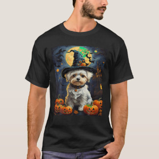 Aesthetic Halloween Maltese Dog Witch Pumpkin Cust T-Shirt