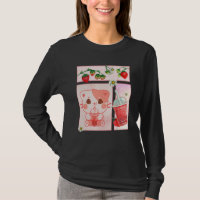 Aesthetic Harajuku Cute Cat Drink Strawberry Boba 