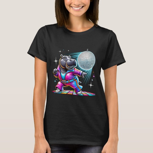 Aesthetic Hippo Dancing Disco  T-Shirt (Front)