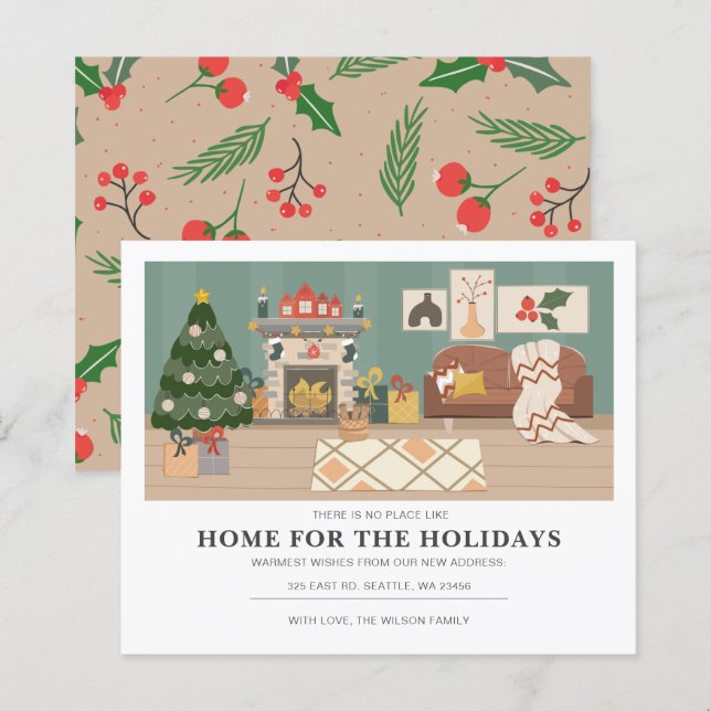 Aesthetic Holiday Home Weve Moved Holiday Card (Front/Back)