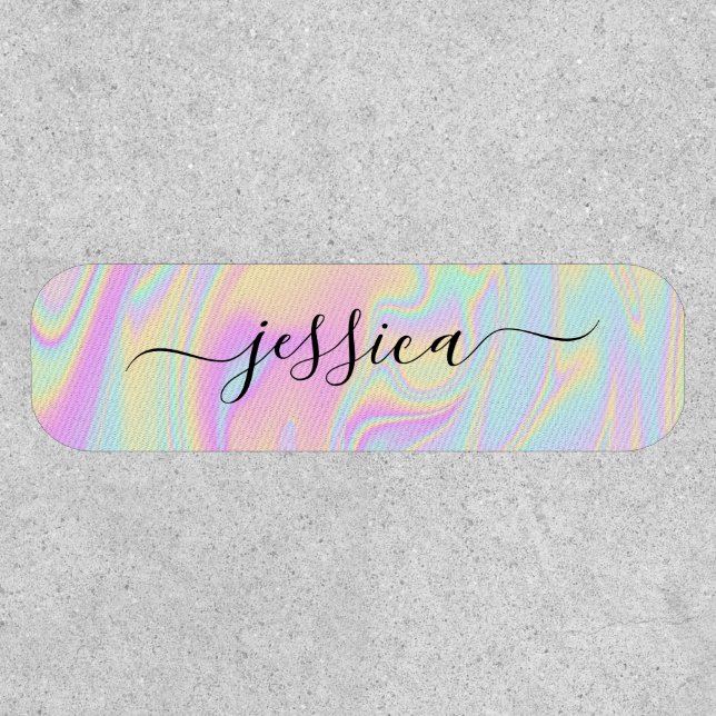 Aesthetic Holographic Elegant Script Name Patch (Front)