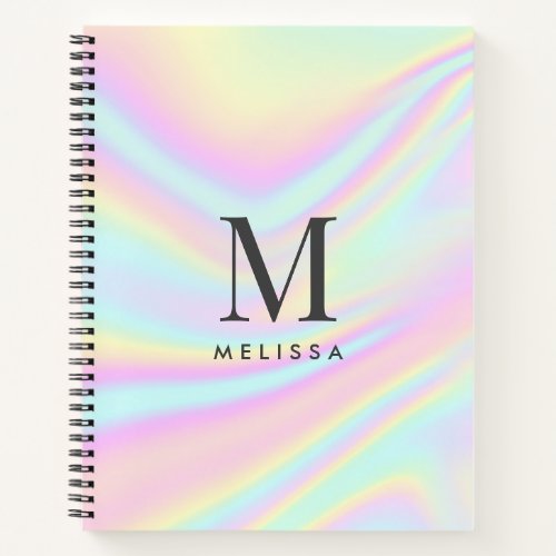 Aesthetic Holographic Monogram Name Notebook