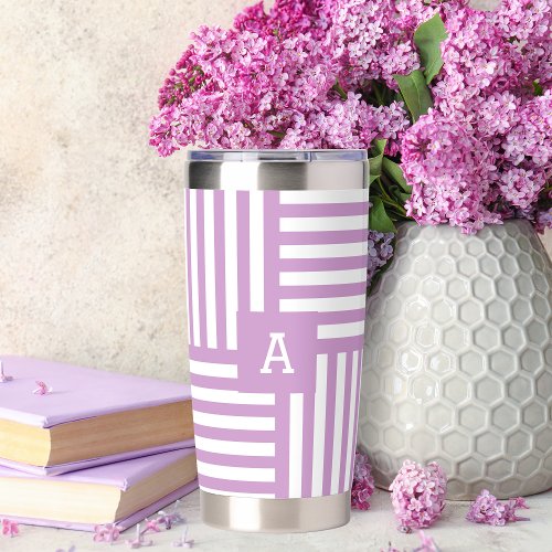 Aesthetic Hot Cold Tumbler Purple White Stripes