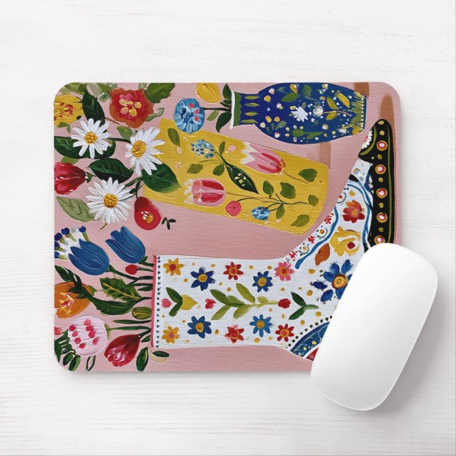 aesthetic Illustration Non-Slip Mouse Pad (With Mouse)