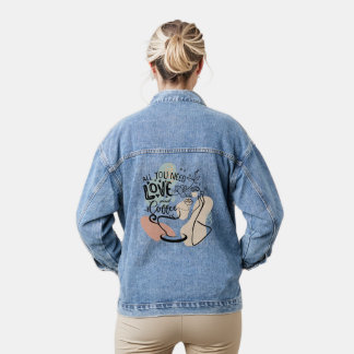 Aesthetic Illustrations, Girl's Coffee Denim Jacket