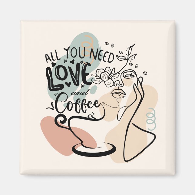 Aesthetic Illustrations, Girl's Coffee Magnet (Front)