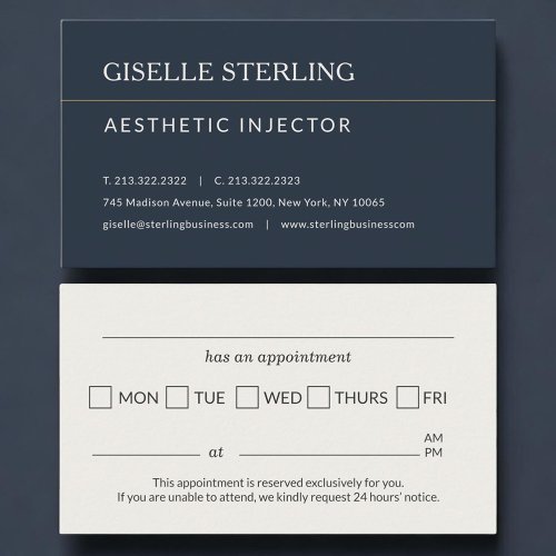 Aesthetic Injector Office Appointment Reminder Card