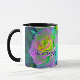 Aesthetic Iridescent Pearly Roses Be Happy Mug