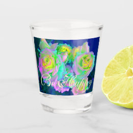 Aesthetic Iridescent Pearly Roses Be Happy Shot Glass