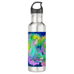 Aesthetic Iridescent Pearly Roses Be Happy Stainless Steel Water Bottle