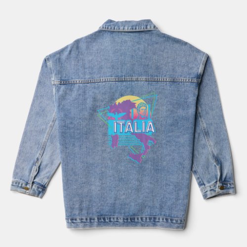 Aesthetic Italy  Vaporwave Style Italian Map  Denim Jacket