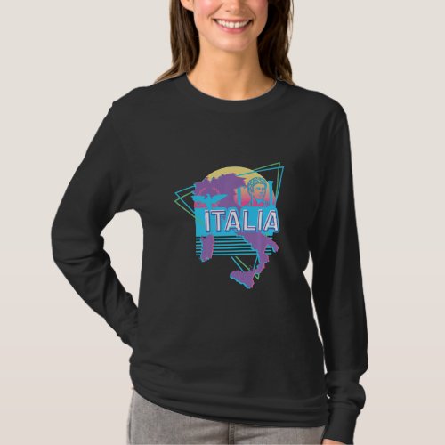 Aesthetic Italy  Vaporwave Style Italian Map  T_Shirt