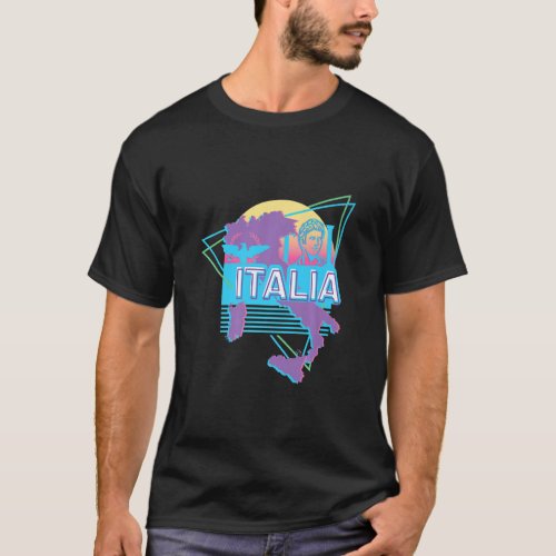Aesthetic Italy  Vaporwave Style Italian Map  T_Shirt
