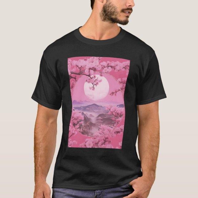 Aesthetic Japanese Style Sakura Cherry Blossom Tre T-Shirt (Front)