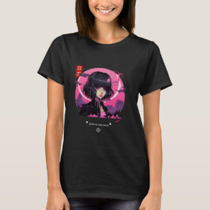Aesthetic Japanese Vaporwave Purple Moon Sad Girl T-Shirt
