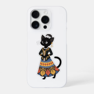 Aesthetic Javanese Black Cat in Traditional Kebaya iPhone 16 Pro Case