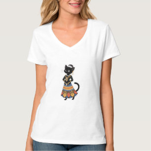 Aesthetic Javanese Black Cat in Traditional Kebaya T-Shirt