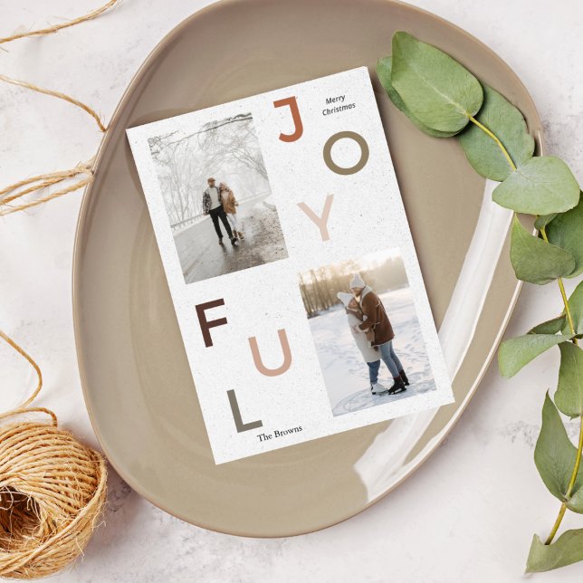Aesthetic Joyful Photo Collage Christmas Family Holiday Card (Creator Uploaded)