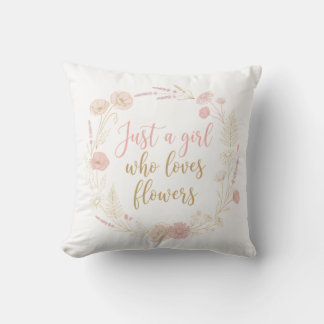 Aesthetic Just a Girl Who Loves Flowers Throw Pillow