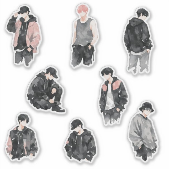 Aesthetic K-Pop Idol Silhouette Minimalist Fan Art Sticker (Front)