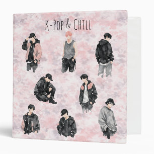 Aesthetic K-Pop Idols Silhouette  3 Ring Binder