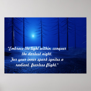Aesthetic Landscape Dark Blue motivational Poster
