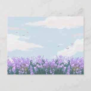 Aesthetic landscape nature blue sky flower spring postcard