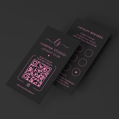 Aesthetic Lash Studio Brows Artist Pink Black Loyalty Card