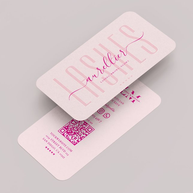 Aesthetic Lashes Makeup Artist Beauty Pastel Pink Business Card (Aesthetic Lashes Makeup Artist Beauty Pastel Pink Business Card
)