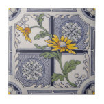 Aesthetic Late Victorian Blue Yellow Floral Repro  Ceramic Tile<br><div class="desc">One of the most striking wall-worthy aesthetic period tiles. This would be a prize in any collection or give it a leading role as a backsplash or wall tile for kitchen, bath, or shower. In your choice of 4.5 or 6 inch ceramic tile. Also makes beautiful gift and decorative items...</div>
