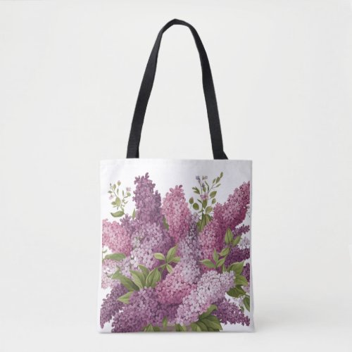 Aesthetic Lavender Lilac Floral Pattern Shoulder  Tote Bag