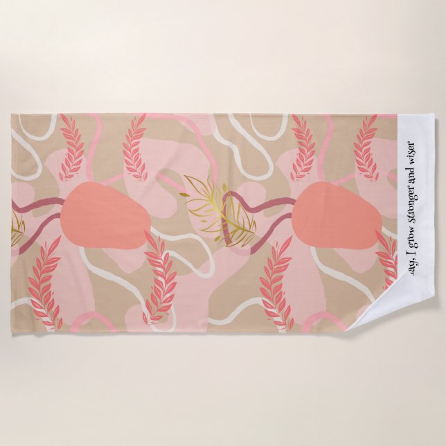 Aesthetic Leaf Design Beach Towel (Front)