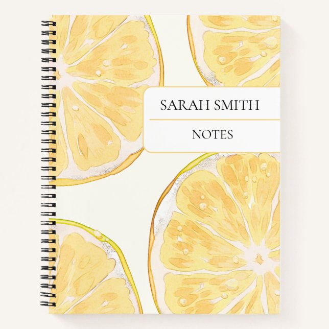 Aesthetic Lemon Notebook | Custom Name Journal (Front)