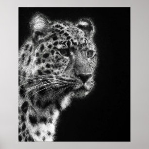 Aesthetic Leopard Cheetah Face sketch art Poster