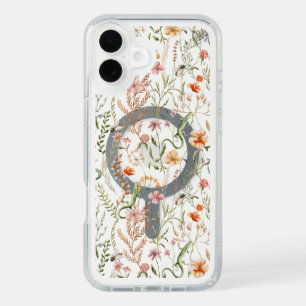 Aesthetic Lizard & Floral MagSafe Clear case
