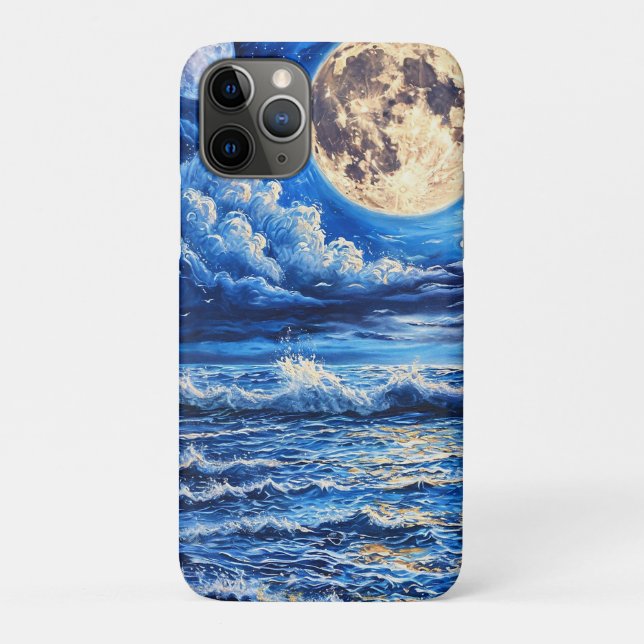 Aesthetic Lunar Space Design,Blue Galaxy Moon Case-Mate iPhone Case (Back)
