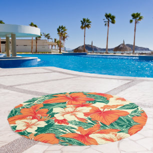 Aesthetic lush topical flowers and leaves pattern beach towel 