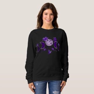 Aesthetic Midnight Celestial Moon Phase & Lilies Sweatshirt