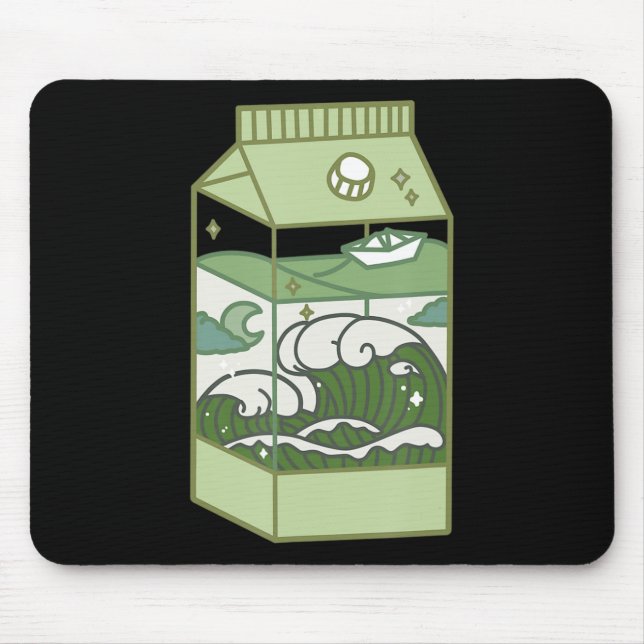 Aesthetic Milk Box Artwork Cute Kawaii Otaku Anime Mouse Pad (Front)