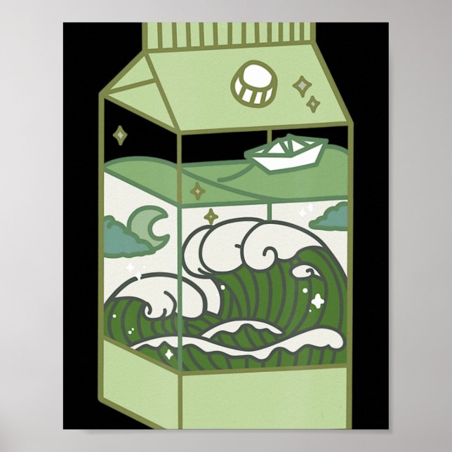 Aesthetic Milk Box Artwork Cute Kawaii Otaku Anime Poster (Front)