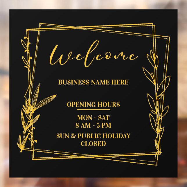Aesthetic Minimalist Business Name Open Hours Window Cling (Sheet 2)