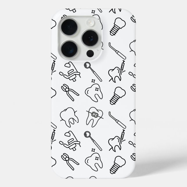 Aesthetic Minimalist Dental Icons Pattern iPhone C Case-Mate iPhone Case (Back)