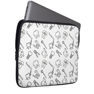 Aesthetic Minimalist Dental Icons Pattern Laptop S Sleeve