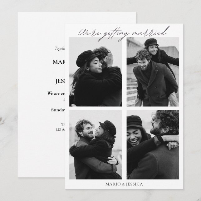 Aesthetic minimalist photo wedding invitation (Front/Back)