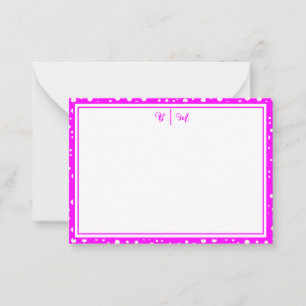 Aesthetic Minimalist Pink with Border & Monogram Note Card